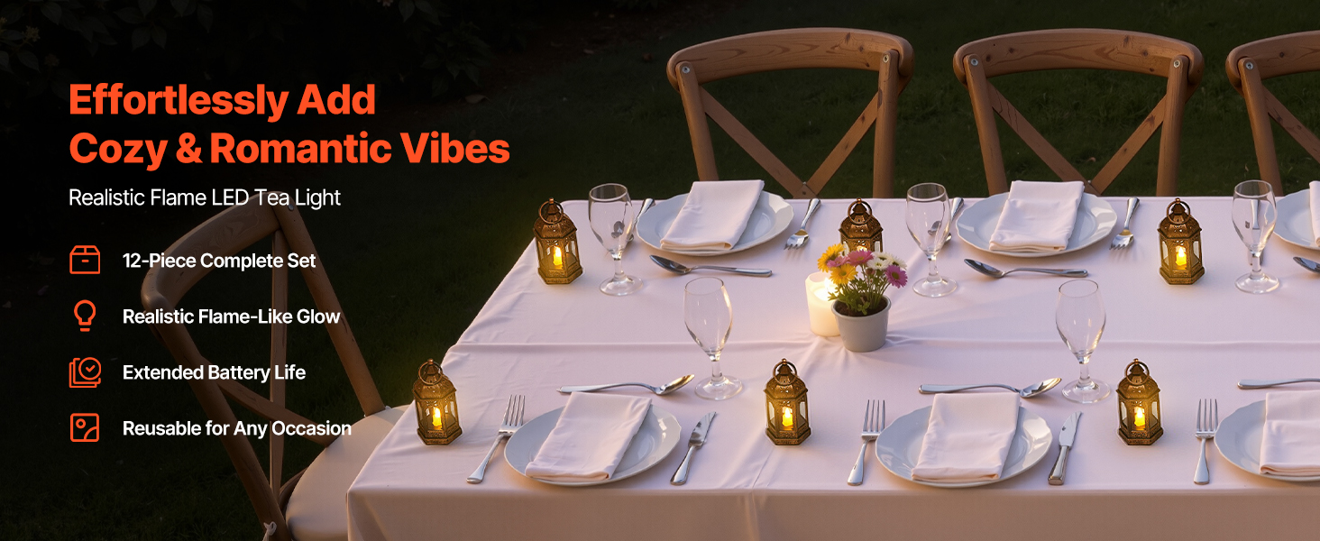 SucceBuy 12 Pcs Decorative Candle Lantern LED Electric Flameless Candle Plastic LED Holder with Glass for Wedding Table Party