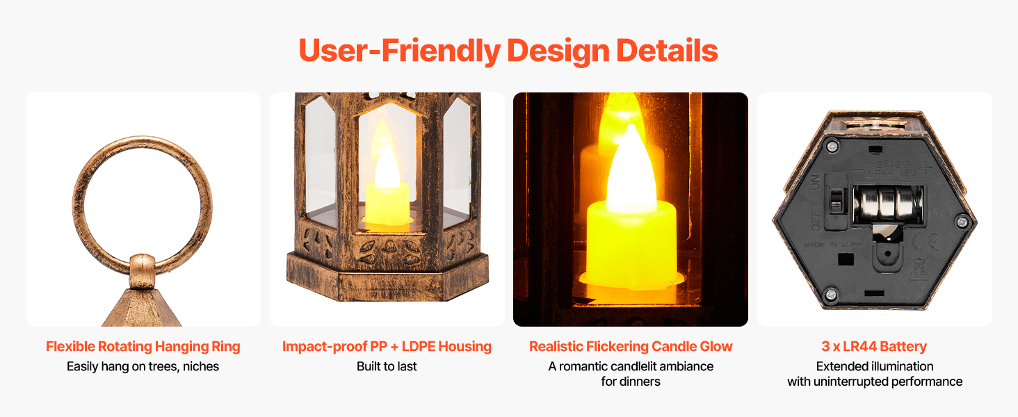 SucceBuy 12 Pcs Decorative Candle Lantern LED Electric Flameless Candle Plastic LED Holder with Glass for Wedding Table Party