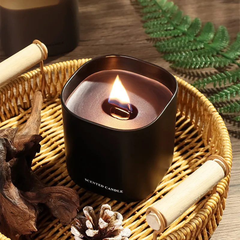 Square Glass Jar Soy Wax Scented Candle, Aromatherapy Fragrance Candle Home Decor Gift
