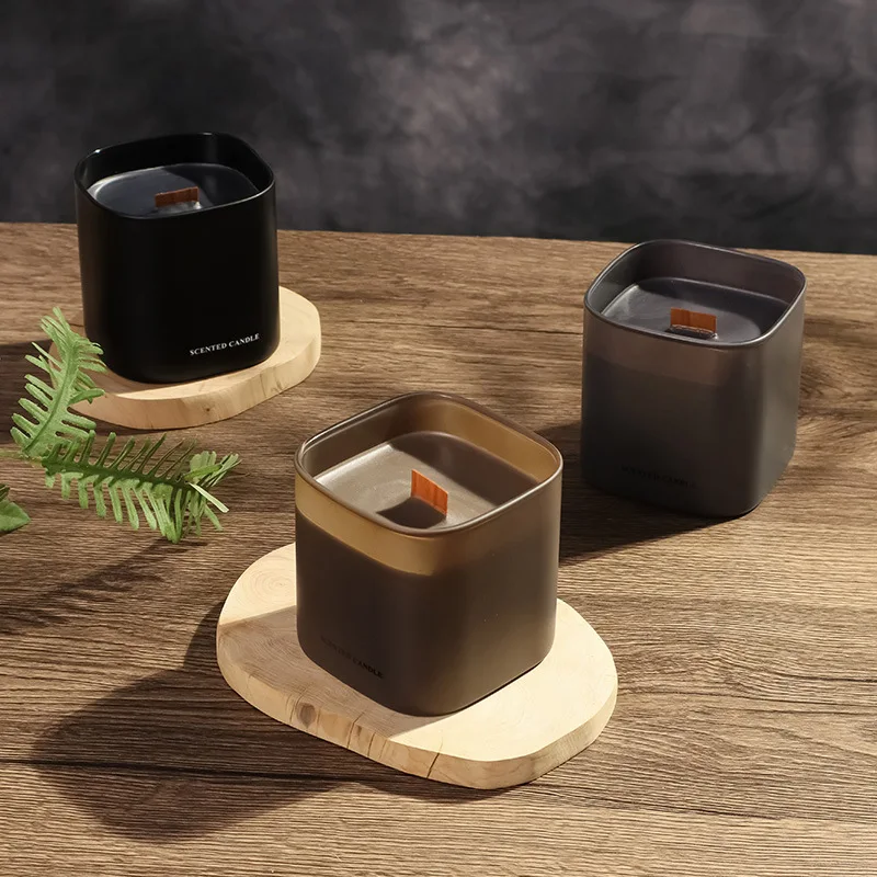 Square Glass Jar Soy Wax Scented Candle, Aromatherapy Fragrance Candle Home Decor Gift