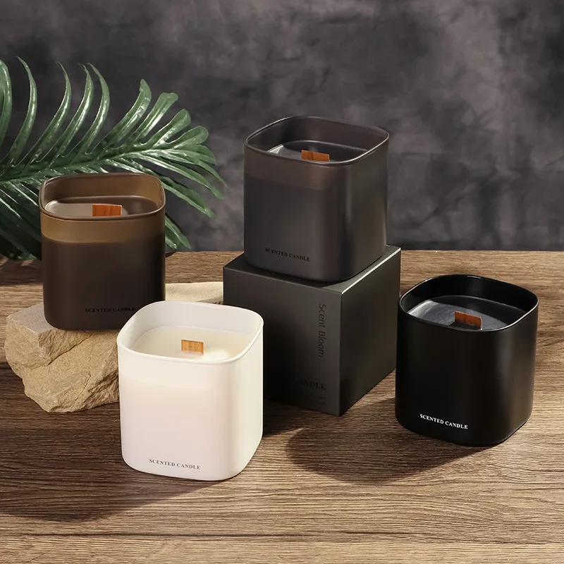 Square Glass Jar Soy Wax Scented Candle, Aromatherapy Fragrance Candle Home Decor Gift