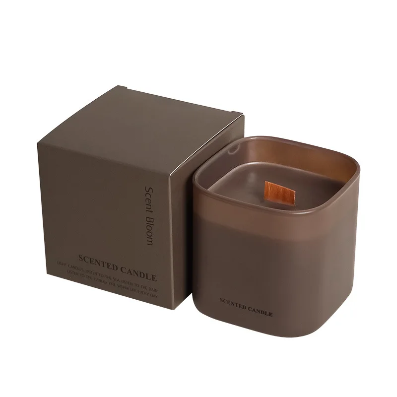 Square Glass Jar Soy Wax Scented Candle, Aromatherapy Fragrance Candle Home Decor Gift