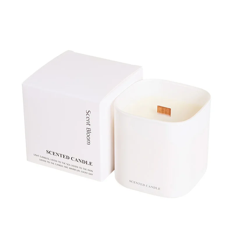 Square Glass Jar Soy Wax Scented Candle, Aromatherapy Fragrance Candle Home Decor Gift