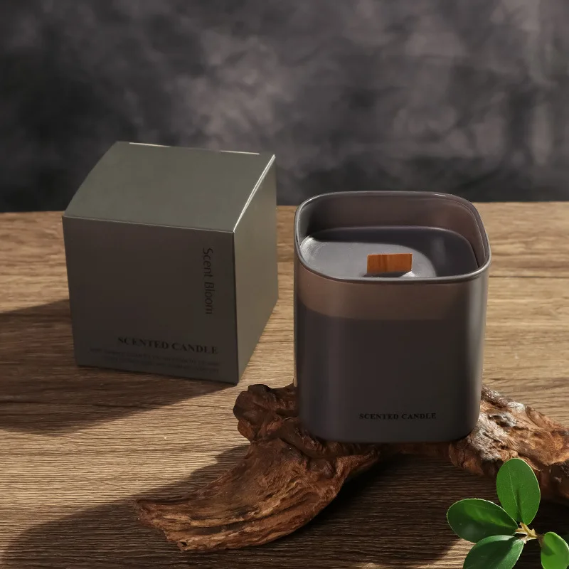 Square Glass Jar Soy Wax Scented Candle, Aromatherapy Fragrance Candle Home Decor Gift