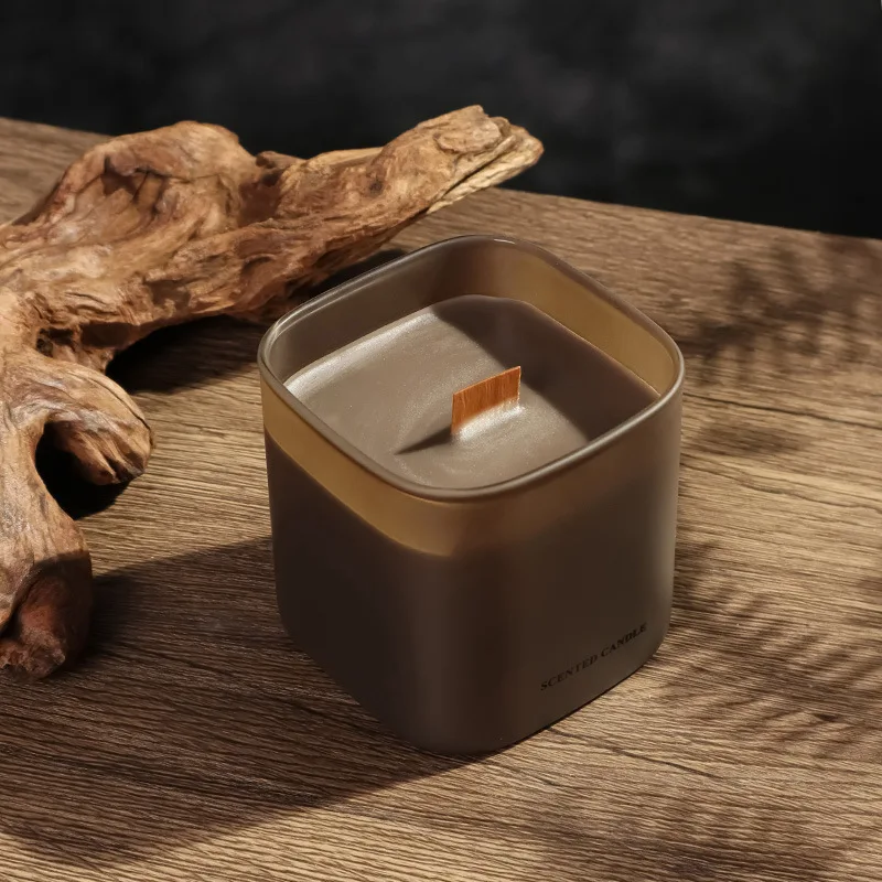Square Glass Jar Soy Wax Scented Candle, Aromatherapy Fragrance Candle Home Decor Gift