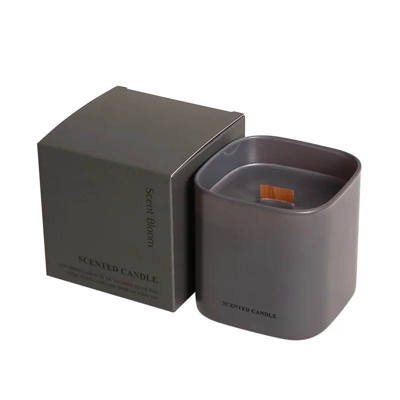 Square Glass Jar Soy Wax Scented Candle, Aromatherapy Fragrance Candle Home Decor Gift