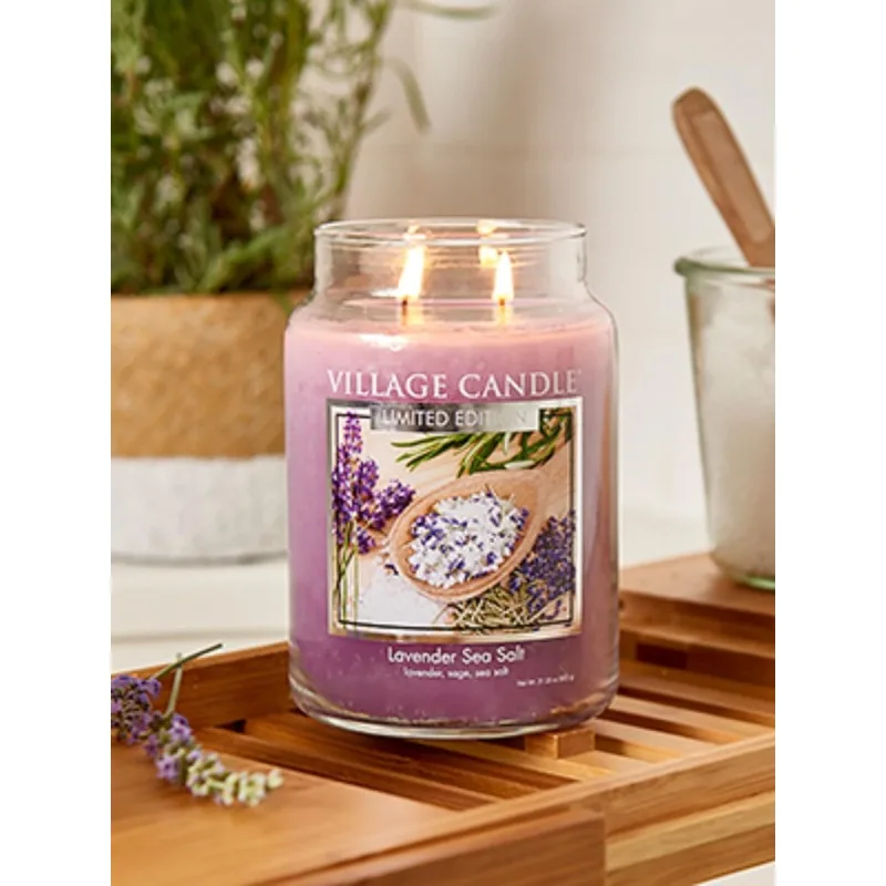 Large 21.25oz Beeswax Lavender Scented Candle in Glass Apothecary Jar - Long-Lasting Burn Time, Calming