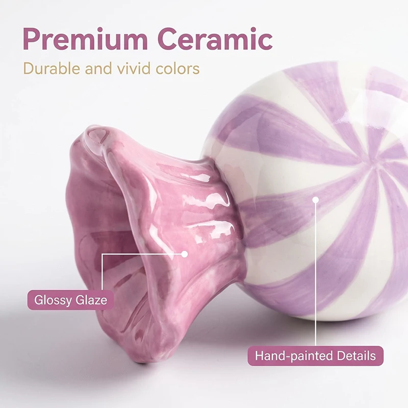 Purple Candy Shape Ceramic Candle Holder Ornaments Romantic Candlestick Table Decoration Wax Melt Burner Home Aroma Container