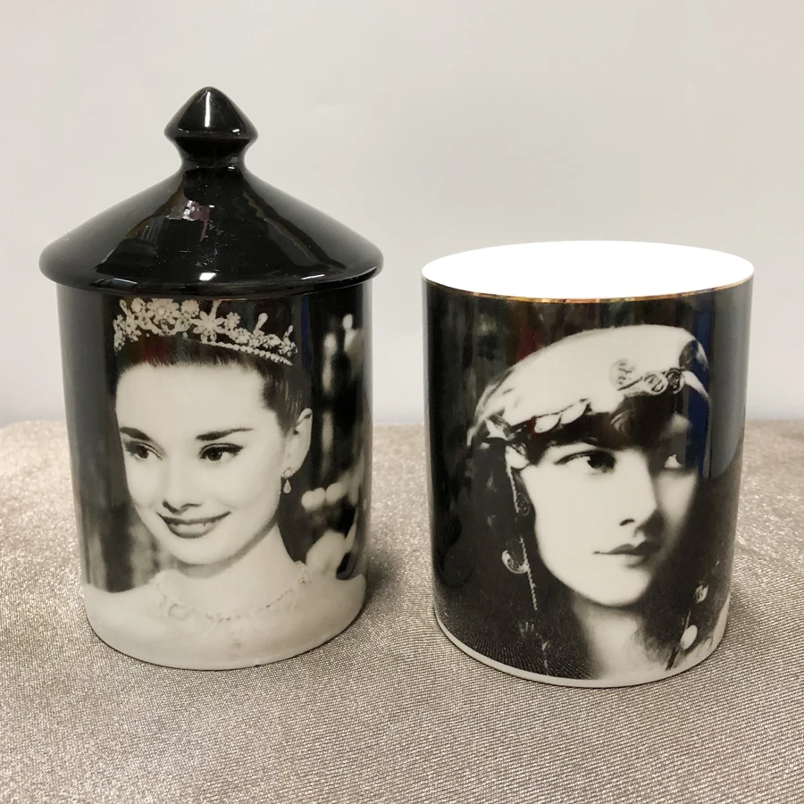 Audrey Hepburn Design Candle Holders Candelabra Home Decoration Ceramic Jar Jewelry Storage Cup Morocco Decor Mumluk
