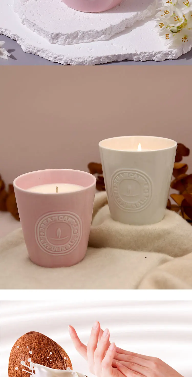 Large Retro Ceramic Soy Wax Scented Candle Jar Gift Luxury Aromatherapy Home Fragrance Melting Lamp Decor for Bedroom Present