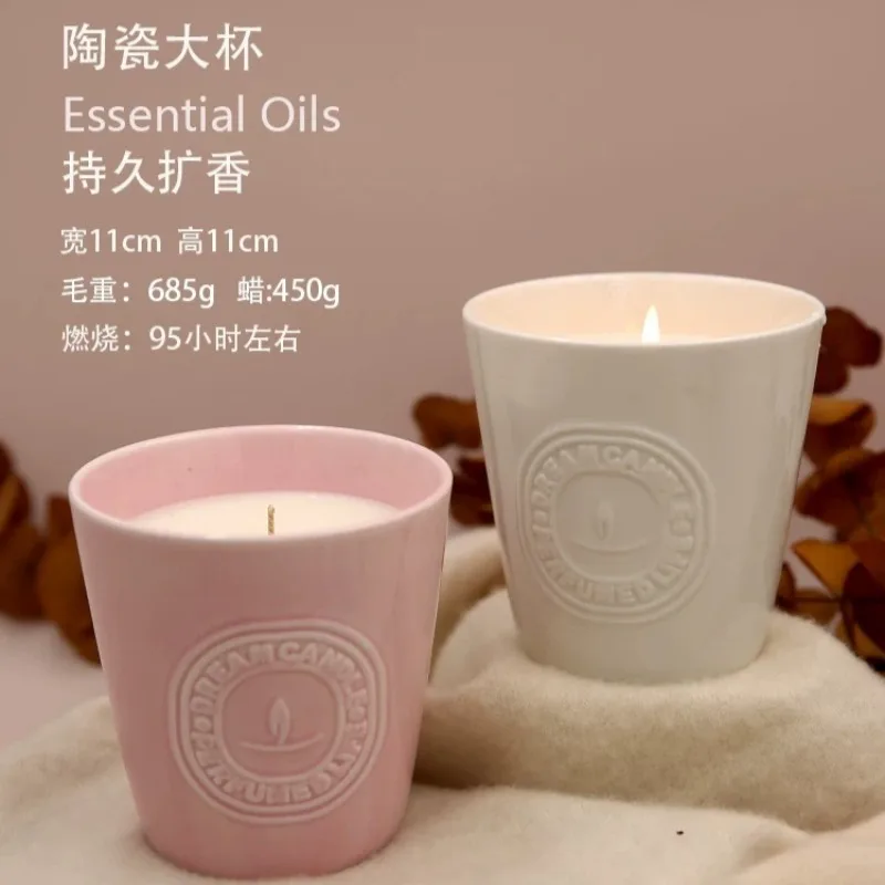 Large Retro Ceramic Soy Wax Scented Candle Jar Gift Luxury Aromatherapy Home Fragrance Melting Lamp Decor for Bedroom Present