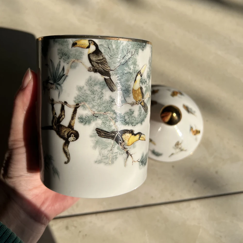 Creative Tropical Rain Forest Animal Candle Holder Candelabra Home Ceramic Decorative Jar Cup Beauty Storage Bottle Gift