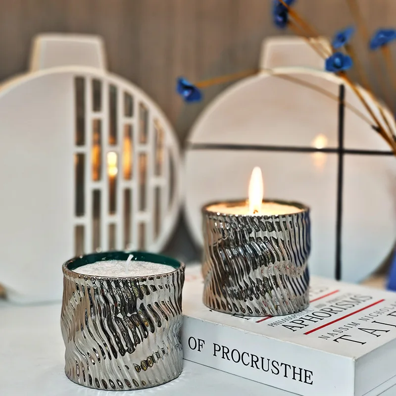 Creative Handmade Ceramic Empty Candle Holder Incense Retro Candles Jar Living Room Desktop Ornaments Home Decoration Box Crafts