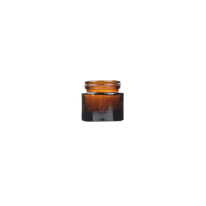 20pcs 5ml 10ml 15ml 20ml 30ml Mini Amber Glass Candle Jars Empty Cosmetic Face Cream Jar Sample Loose Powder Pot with Black Lid