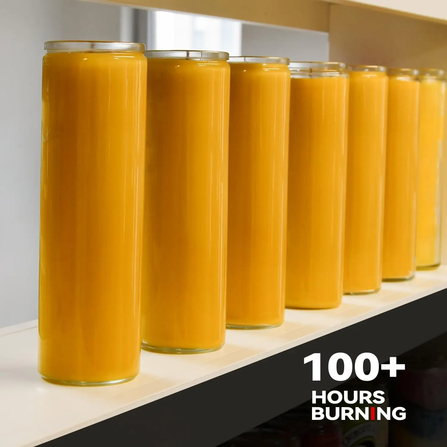 100% Paraffin Wax Candles in Glass Jar Yellow Unscented Prayer Candle 120 Hours Long Burn for Memorials, Vigil, Blessing