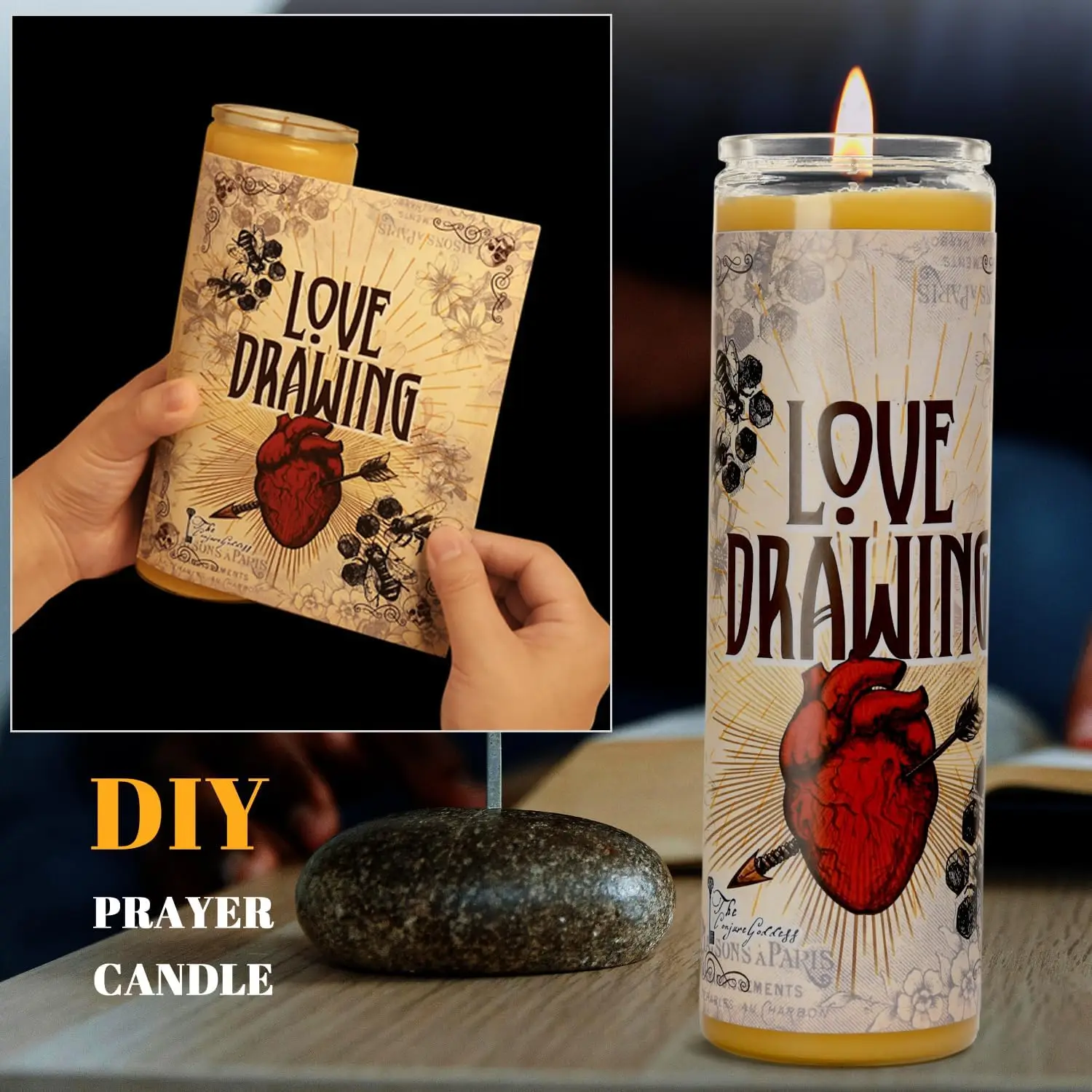 100% Paraffin Wax Candles in Glass Jar Yellow Unscented Prayer Candle 120 Hours Long Burn for Memorials, Vigil, Blessing